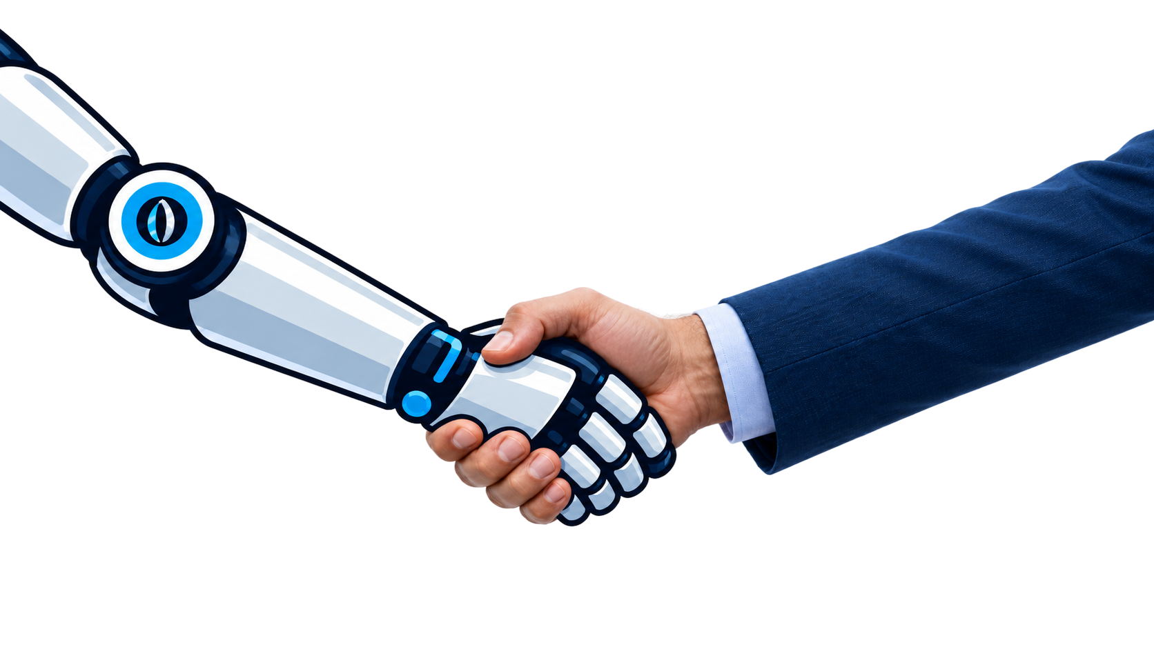 A human and robot handshake